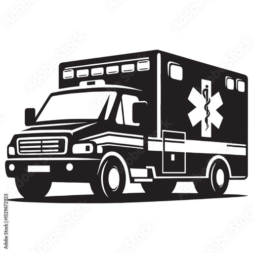 Minimalist Ambulance silhouette in fast-forward stance – Ambulance illustration – Minimalist Ambulance vector – Vehicle silhouette

