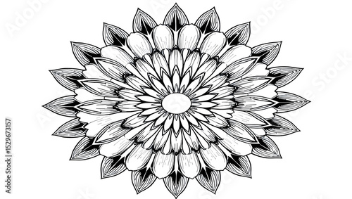 Intricate Black and White Mandala Flower Design