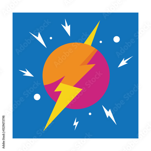 Colorful Explosion Bubble with Lightning Bolts