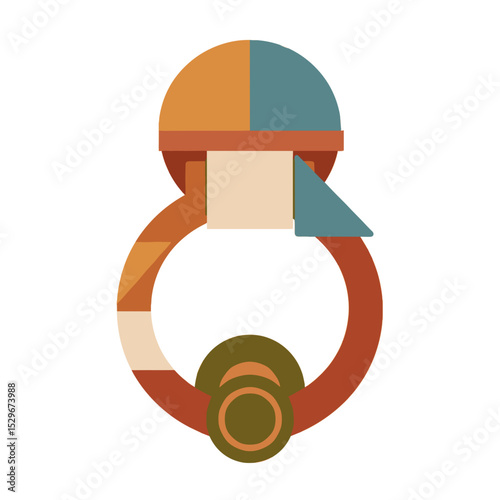 Vector illustration of a Mediterranean-style door knocker with geometric shapes
