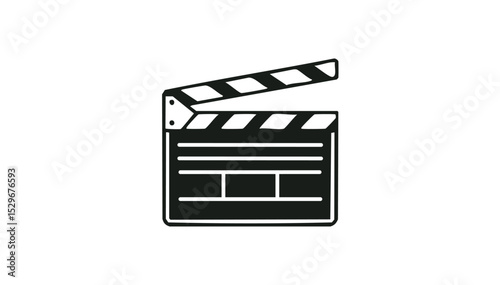 Clapper Board Icon Vector – Minimal Movie Slate Symbol for Film and Video Production
