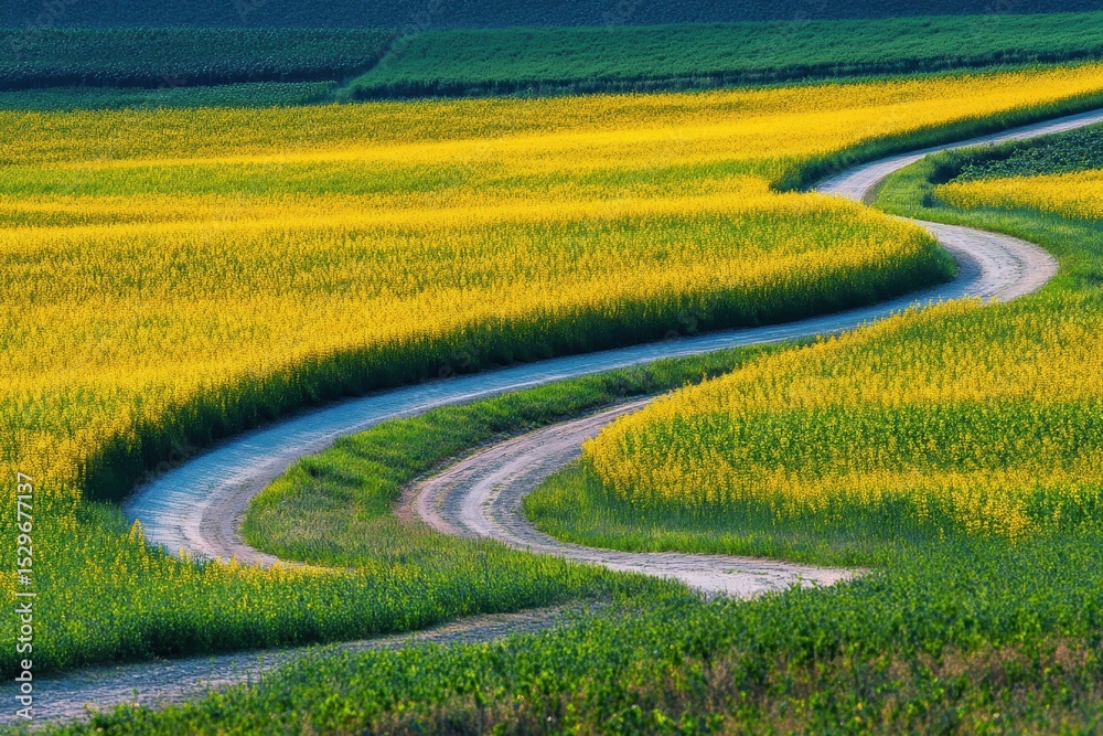 Obraz premium Wine Trail. Summer Path Through Green Vineyard Landscape