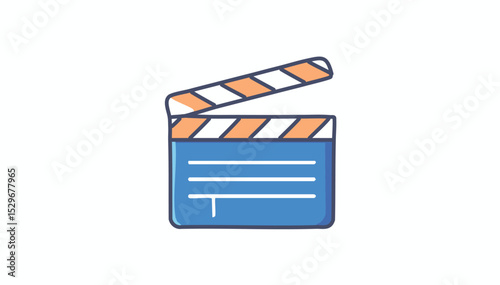 Clapper Board Icon Vector – Minimal Movie Slate Symbol for Film and Video Production