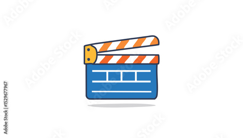 Clapper Board Icon Vector – Minimal Movie Slate Symbol for Film and Video Production
