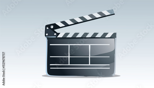 Clapper Board Icon Vector – Minimal Movie Slate Symbol for Film and Video Production