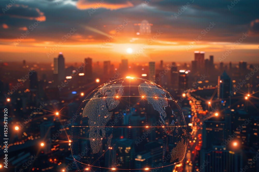 Flawless Image of Dynamic Cityscape Reflecting Global Business Connectivity Flawless Image of Dynamic Cityscape Reflecting Global Business Connectivity
