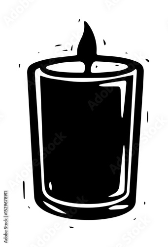 lit prayer candle in minimalist black and white style