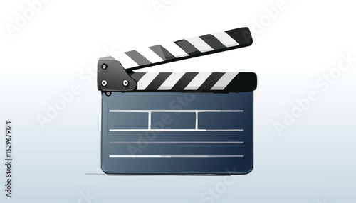 Clapper Board Icon Vector – Minimal Movie Slate Symbol for Film and Video Production