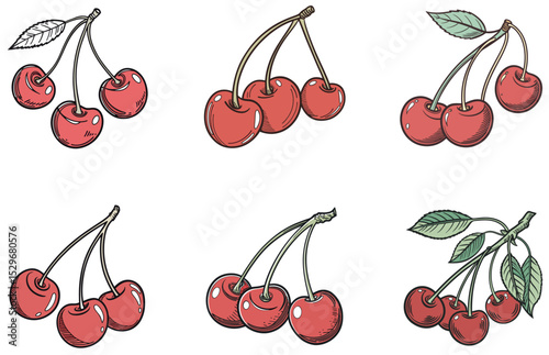 Red Cherries Designs Vibrant and Fresh Cherry Vector Illustrations for Creative Projects