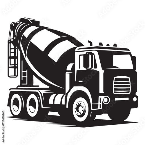 Rugged Concrete Mixer silhouette in rotation – Concrete Mixer illustration – Minimalist Concrete Mixer vector – Vehicle silhouette

