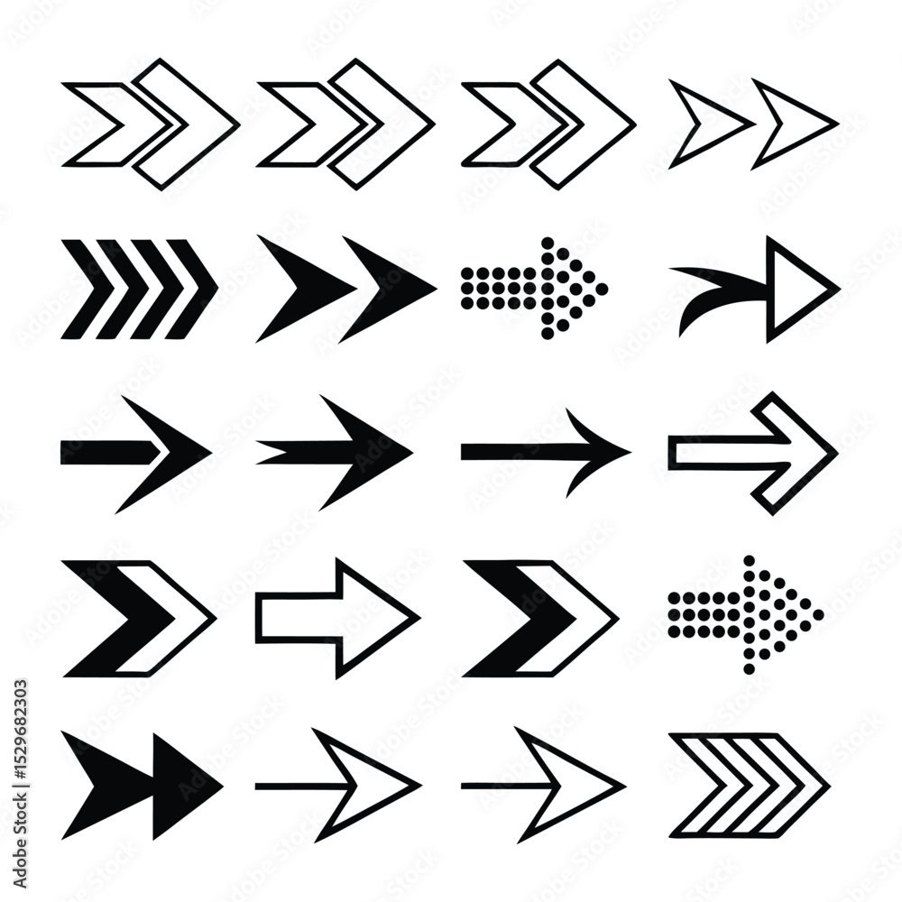 Collection of Black Arrow Designs – Vector Arrows for UI & Infographics Collection of Black Arrow Designs – Vector Arrows for UI & Infographics