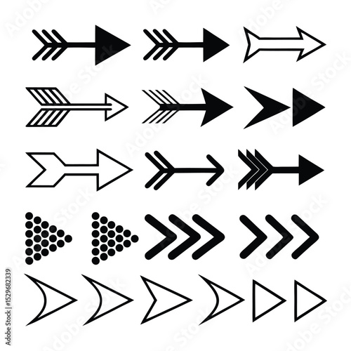 Collection of Black Arrow Designs – Vector Arrows for UI & Infographics