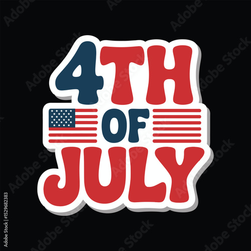 4th of July typography design vector art illustration