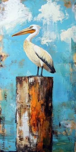 Pelican Florida Post on Old Wooden Pier at Dry Tortugas