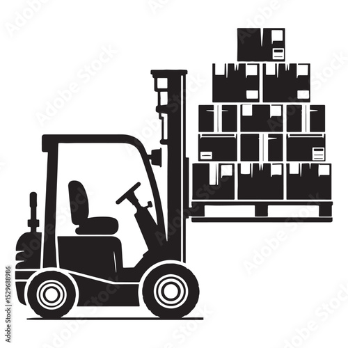 Precision Worker Forklift silhouette – Forklift illustration – Minimalist Forklift vector – Vehicle silhouette

