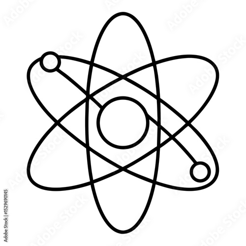 atom icon on black background