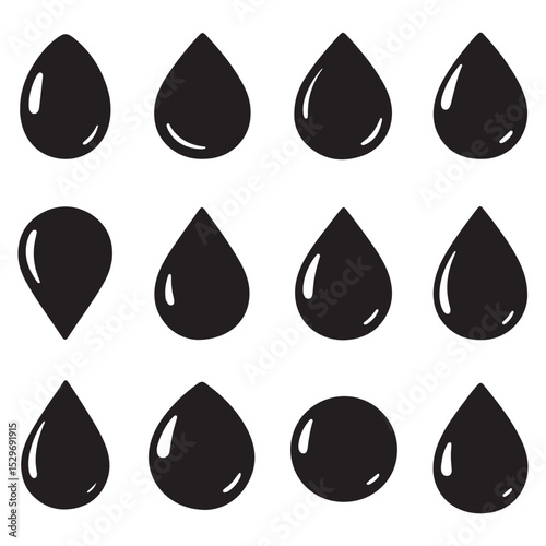 set of drops of water silhouette