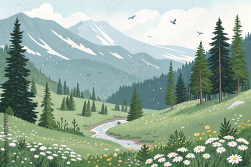 A forest that retains soft snow year-round in shady pockets