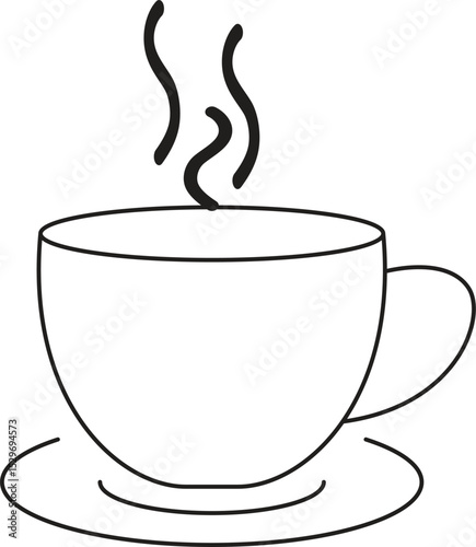 Flat Design Hot Coffee Icons – Use in Menus, Stickers