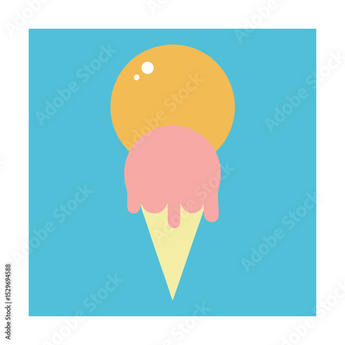 Melting Ice Cream Cone Under Sun