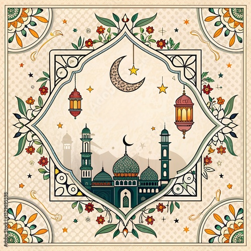 Islamic Geometric Frame with Intricate Patterns
