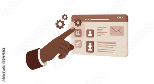 User interface design concept highlighting interaction with digital settings and profile management vector illustration