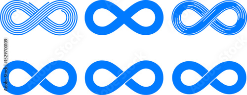 Collection of Blue Infinity Symbols on White Background