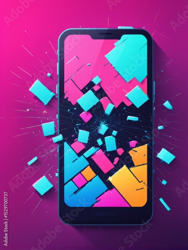 smartphone screen with broken