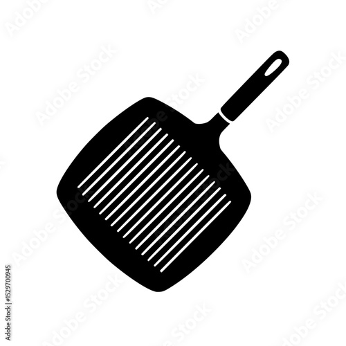 Black silhouette of a square grill pan with handle