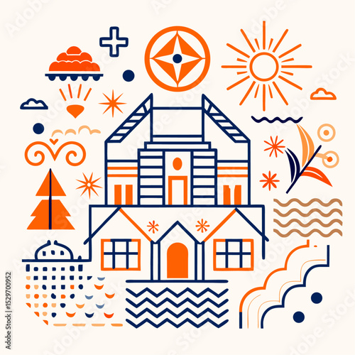 Modern Abstract Geometric Composition with Pastel Shapes in Clean Minimalist Vector Design

