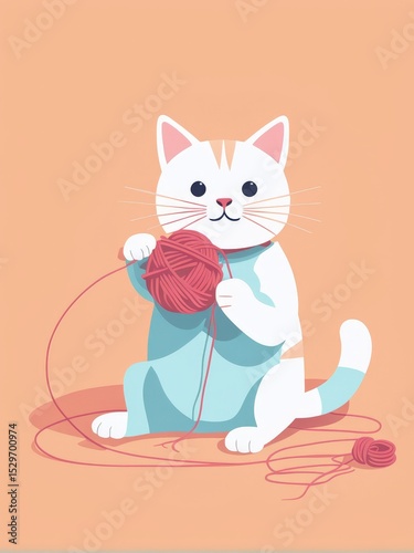 a cute cat is playing with yarna yarn