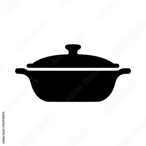 Black silhouette of a cooking pot with lid