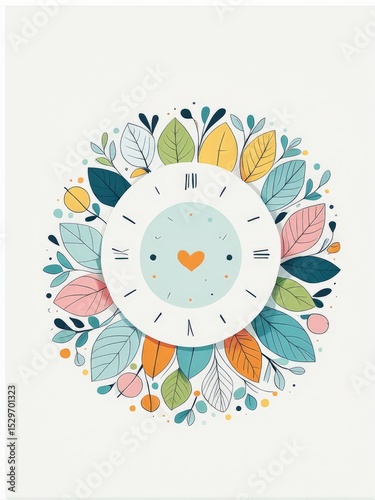 vector illustration of a cute cartoon alarm clock with flower and heart. flat illustration.vector illustration.
