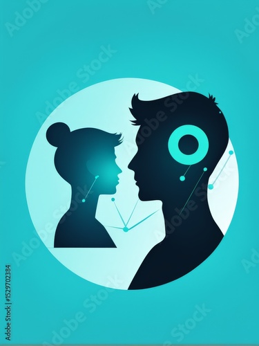 couple with heads connected each other