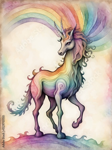 rainbow unicorn. hand - painted watercolor.rainbow watercolor.