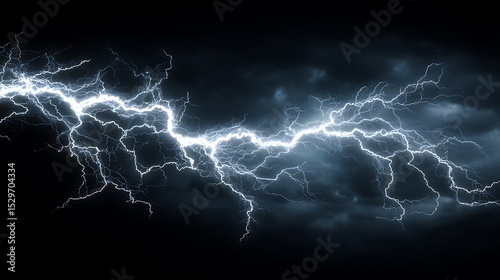 Lightning Strike Stock Photo: High-Resolution Image of Electric Storm, Thunderstorm, and Atmospheric Electricity on Black Background .