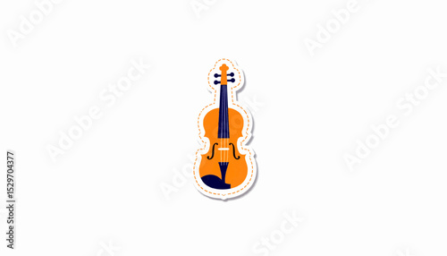 Colorful illustration of a violin in orange and blue design  