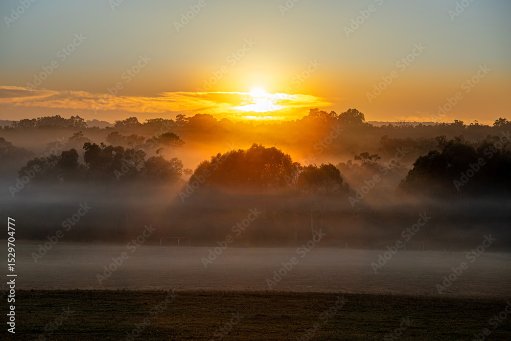 Fototapeta premium Sunrise at Kentdale in the Shire of Denmark, Great Southern region of Western Australia, WA, Australia.