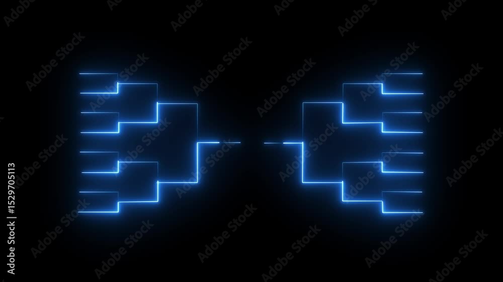 Animation of neon glowing team Tournament bracket templates isolated on ...