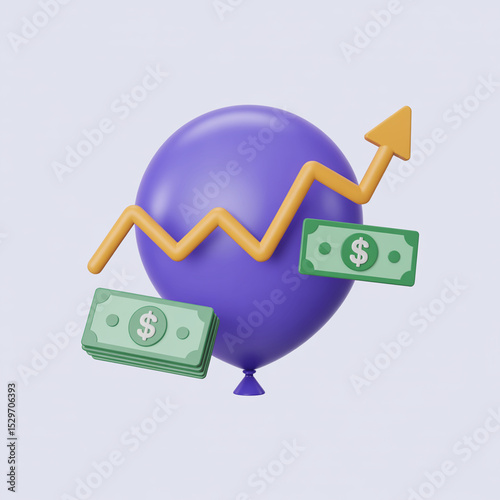 Growing investments balloon money financial success