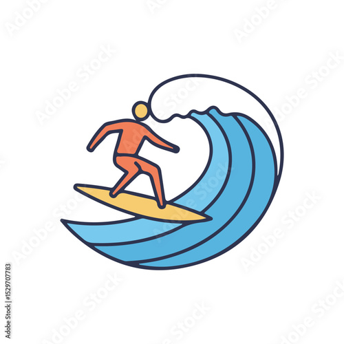 surfing travel and tourism icon. Perfect for use in travel websites, apps, infographics, promotional materials and travel agencies. Editable strokes, clean and modern design.
