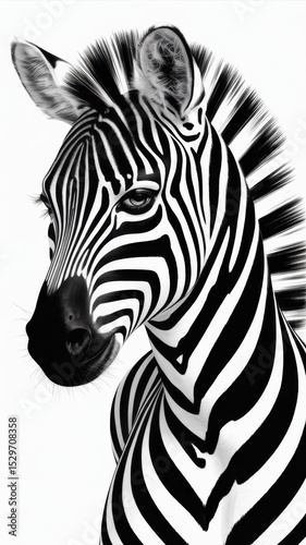 Zebra Head with Classic Black and White Stripes