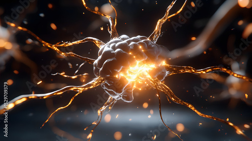 Glowing neural structure artificial intelligence molecular algorithm digital brain futuristic science technology abstract energy sparks innovation creativity dynamic emotion