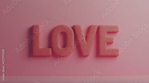 Bold, textured letters spelling LOVE against a soft pink background, ideal for marketing, Valentine's Day promotions, or social media posts celebrating affection and positivity,