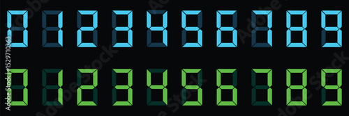 Digital Clock Style Number Set – Vector Electronic Display Font for Timers, Scoreboards, and Calculators