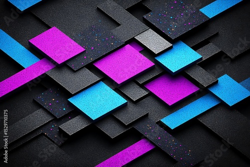 Dynamic interplay of geometric shapes and vibrant colors in a modern style