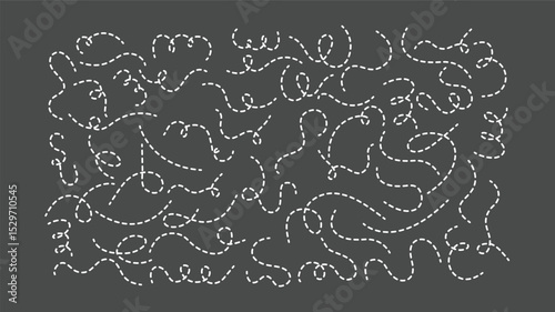 abstract dotted line. Hand drawn curve dotted line vector set.