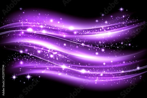 Luminous streaks of purple with shimmering starlight overlay effect