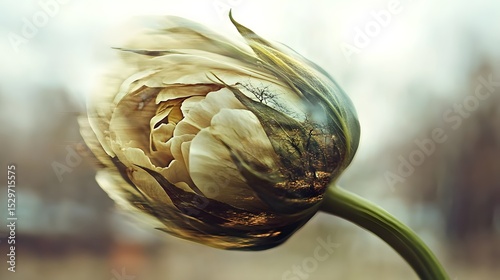 The Beauty of Imperfect Flower in Golden and White Tones