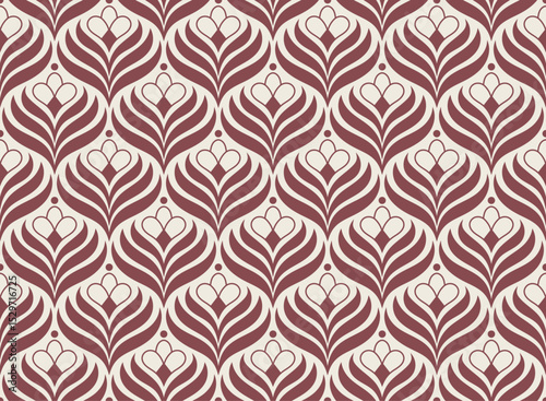 Abstract seamless pattern with art deco floral element. Geometric vector background.